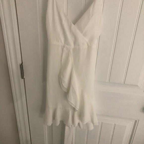 White Becca Wrap Ruffle Dress from Lucy in the Sky - Picture 2 of 5